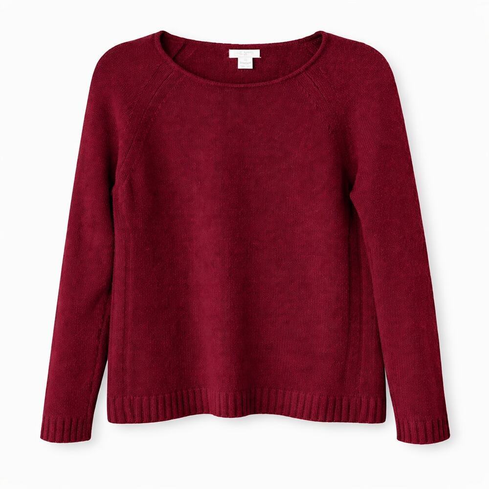 J.Crew Women's Burgundy Wool Blend Sweater Cozy Knit Fall Winter Size Medium